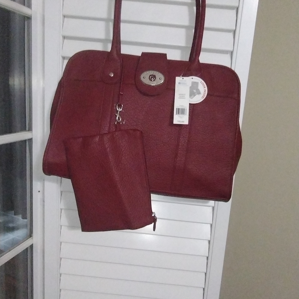 Rosetti Cherry-Red Structured Tote with Front Pocket
